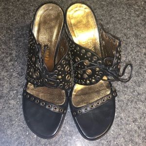 Sexy Black and Gold Gianni Versace Heels